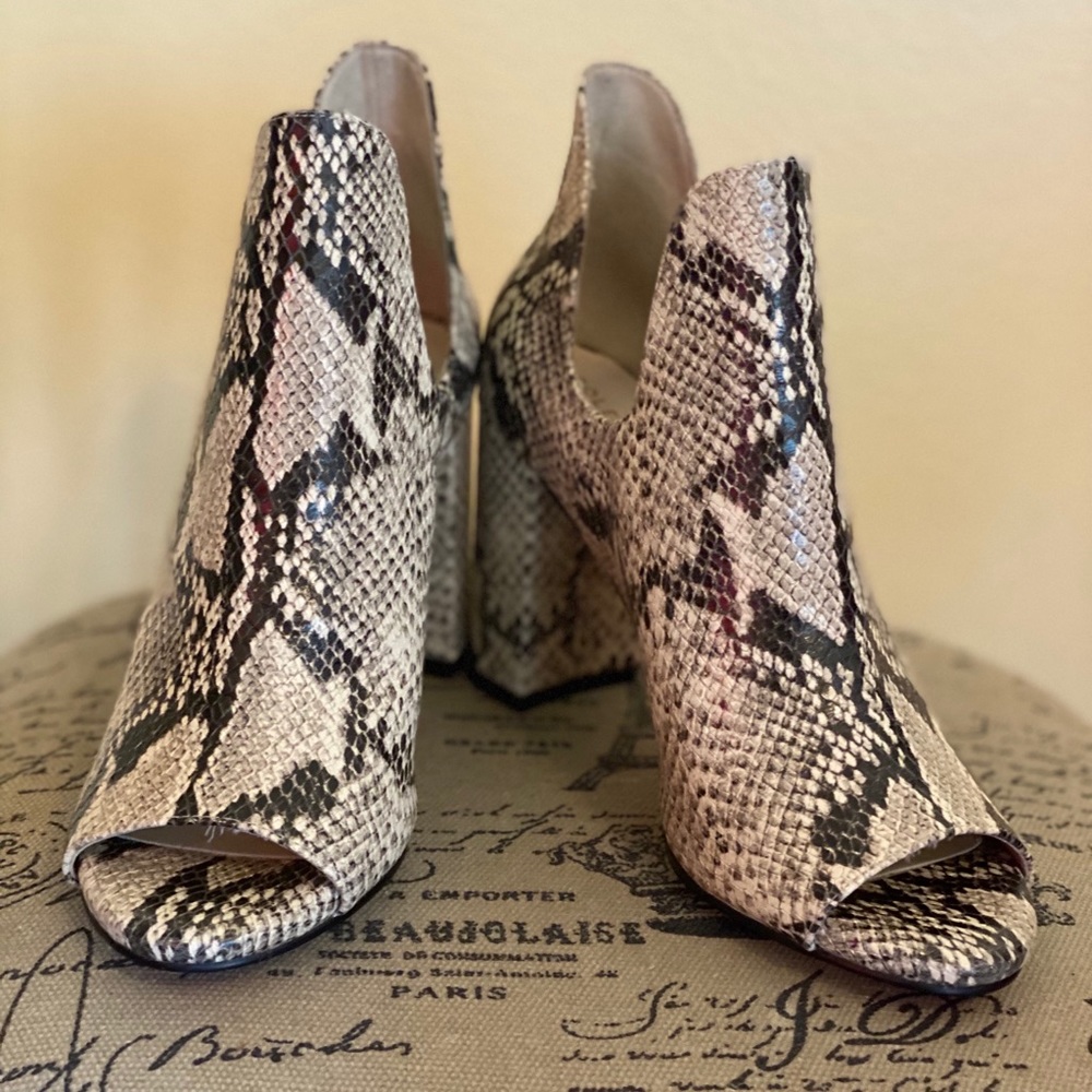 Cole Haan python open toe booties NWTS 6